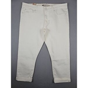 New Levi's Boyfriend Skinny Crop Jeans Size 36x23 White Denim Cuffed Stretch $54